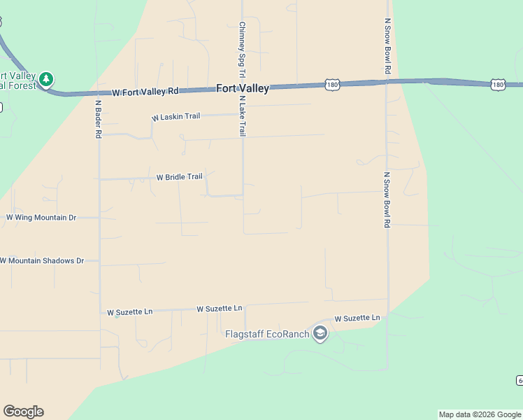 map of restaurants, bars, coffee shops, grocery stores, and more near 7275 North Lake Trail in Flagstaff