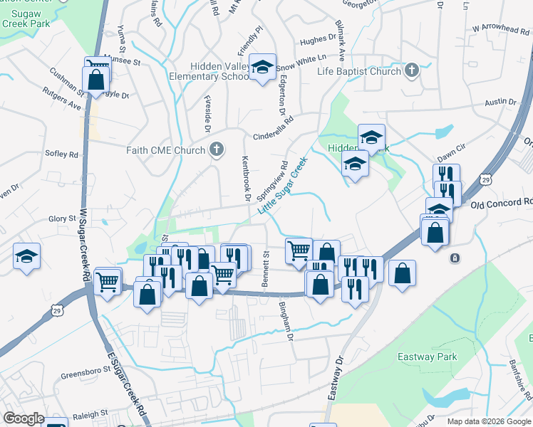 map of restaurants, bars, coffee shops, grocery stores, and more near in Charlotte