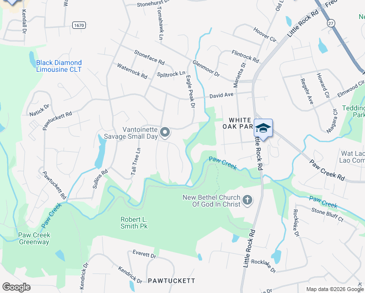 map of restaurants, bars, coffee shops, grocery stores, and more near 7038 Hunters Glen Drive in Charlotte