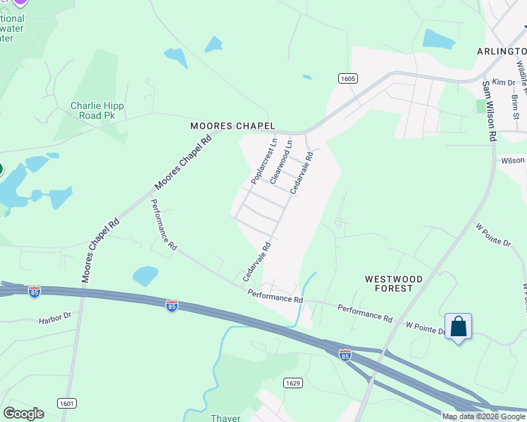 map of restaurants, bars, coffee shops, grocery stores, and more near 3730 Elderwood Lane in Charlotte