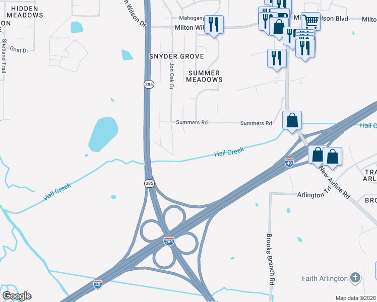 map of restaurants, bars, coffee shops, grocery stores, and more near 5059 Summers Road in Arlington