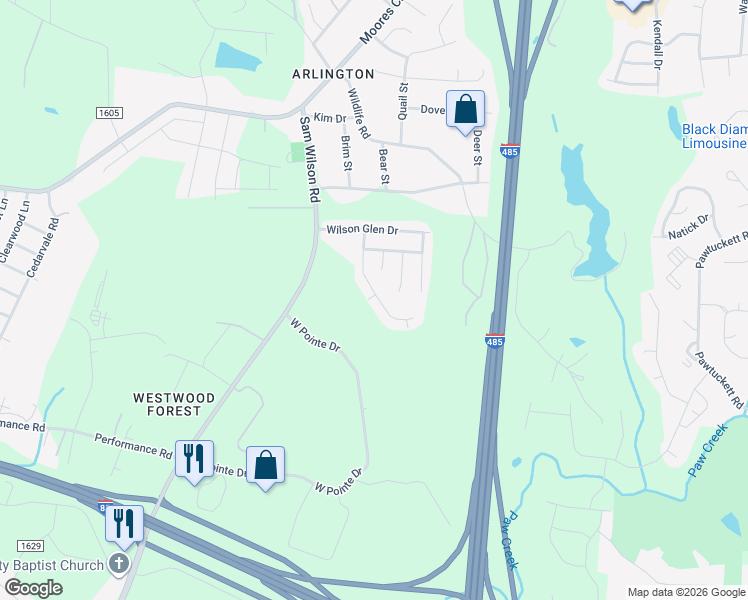 map of restaurants, bars, coffee shops, grocery stores, and more near 2204 Pleasant Dale Drive in Charlotte