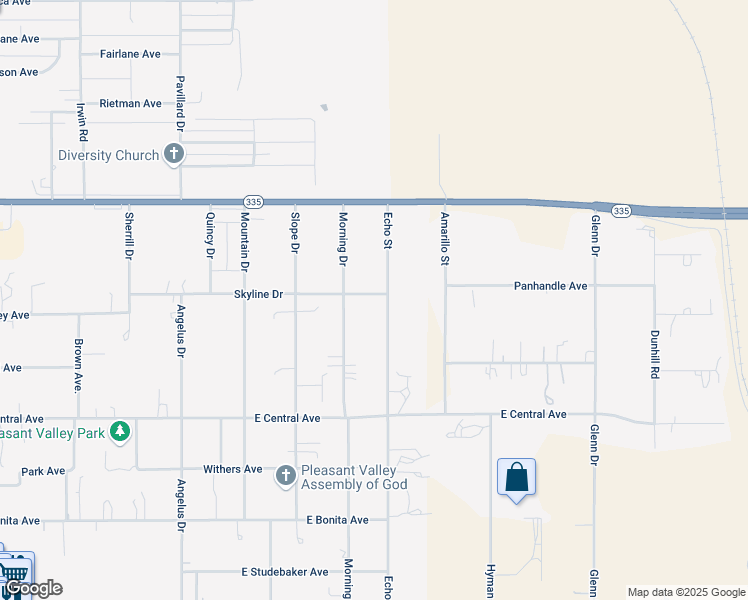 map of restaurants, bars, coffee shops, grocery stores, and more near 4857 Echo Street in Amarillo
