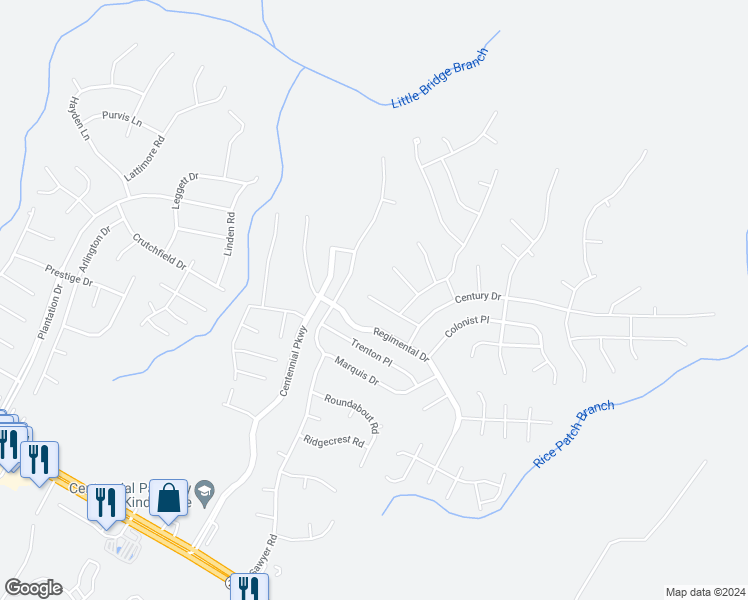 map of restaurants, bars, coffee shops, grocery stores, and more near 125 Declaration Drive in Cameron