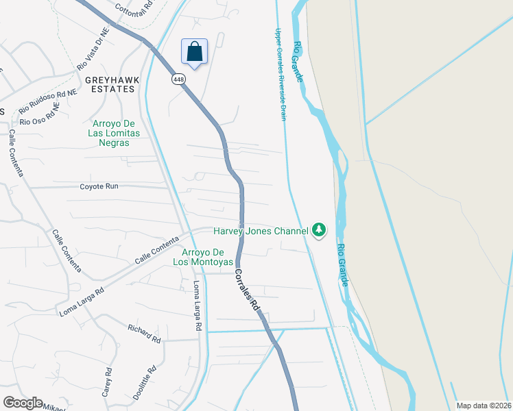 map of restaurants, bars, coffee shops, grocery stores, and more near 38 Maes Road in Corrales