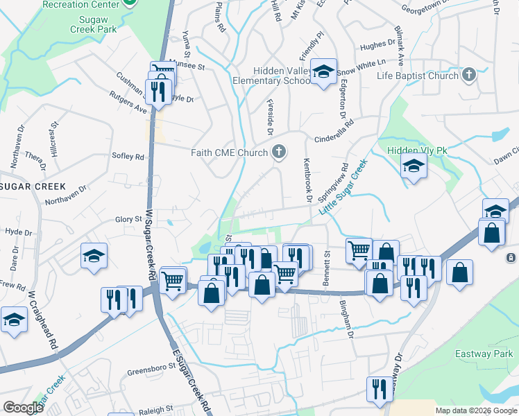 map of restaurants, bars, coffee shops, grocery stores, and more near in Charlotte
