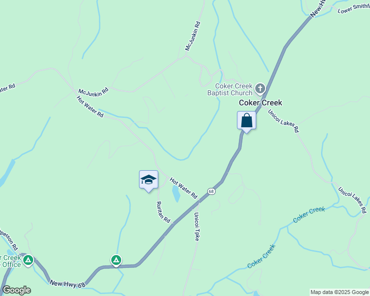 map of restaurants, bars, coffee shops, grocery stores, and more near 210 Hot Water Road in Tellico Plains