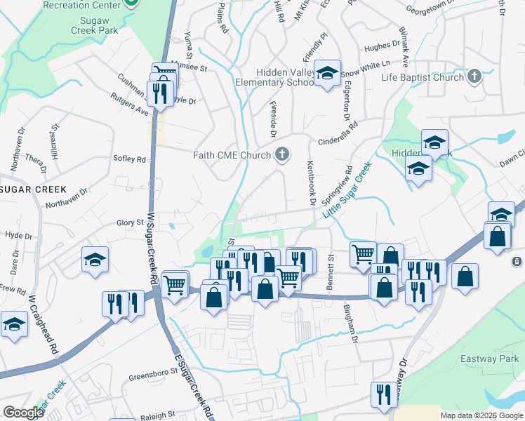 map of restaurants, bars, coffee shops, grocery stores, and more near in Charlotte