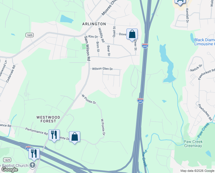 map of restaurants, bars, coffee shops, grocery stores, and more near 2204 Pleasant Dale Drive in Charlotte