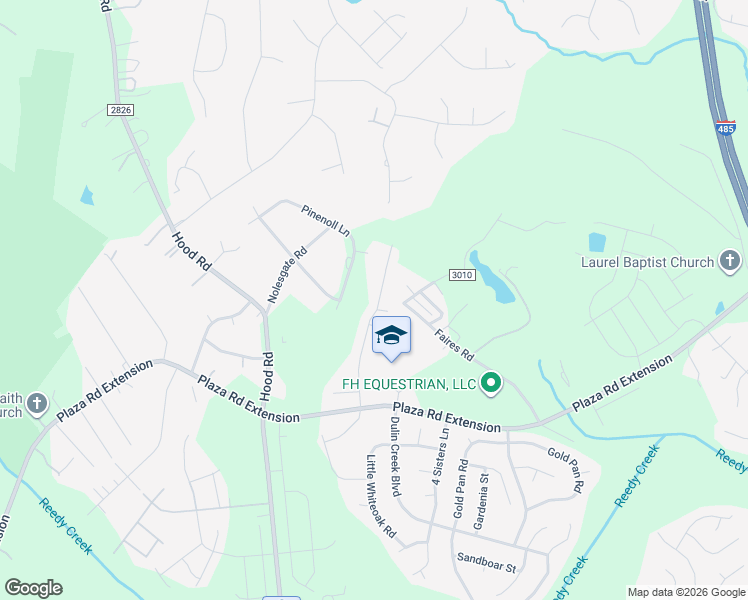 map of restaurants, bars, coffee shops, grocery stores, and more near 9025 Faires Road in Charlotte
