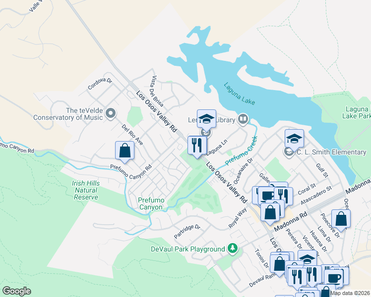 map of restaurants, bars, coffee shops, grocery stores, and more near 11075 Los Osos Valley Road in San Luis Obispo