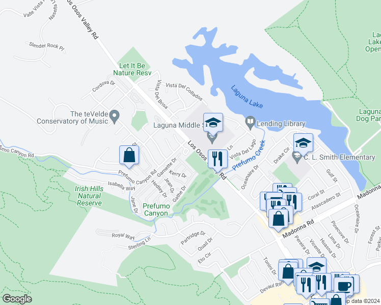 map of restaurants, bars, coffee shops, grocery stores, and more near 11075 Los Osos Valley Road in San Luis Obispo