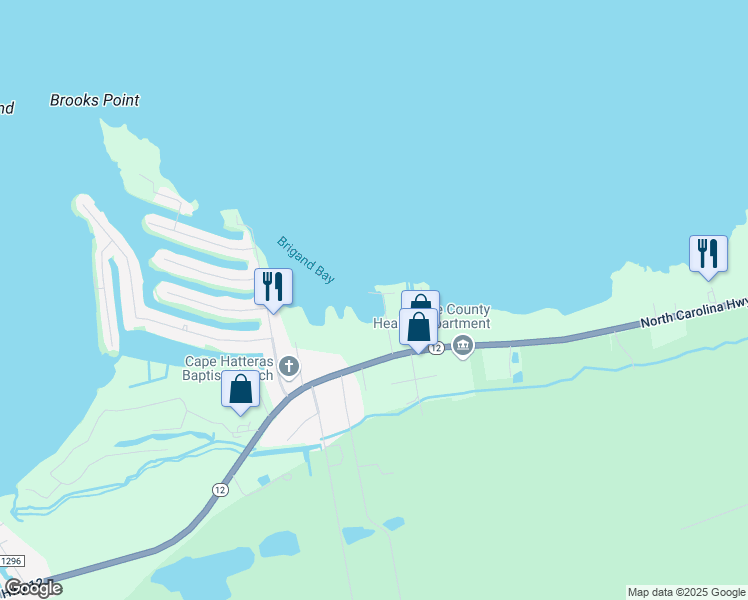 map of restaurants, bars, coffee shops, grocery stores, and more near 50181 Paradise Drive in Buxton
