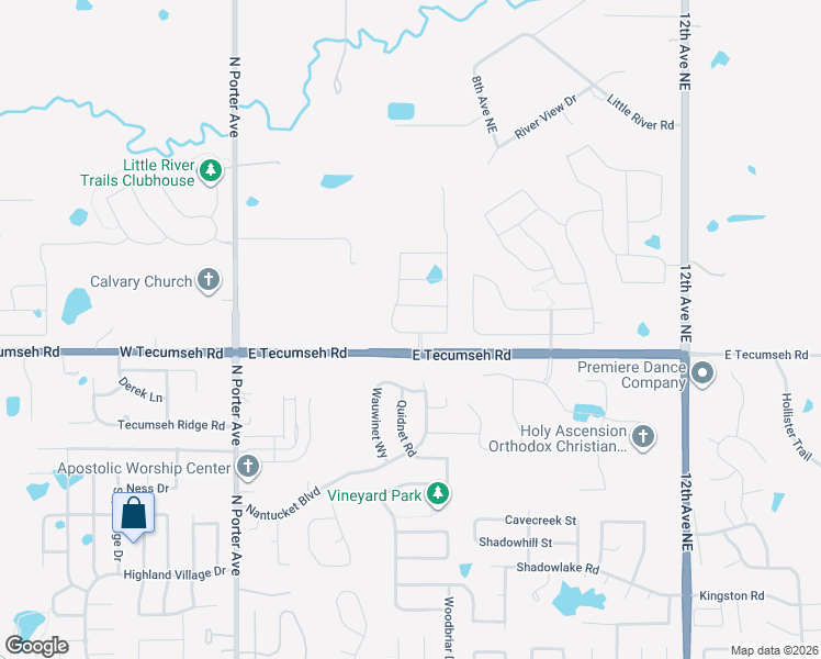 map of restaurants, bars, coffee shops, grocery stores, and more near West Tecumseh Road in Norman