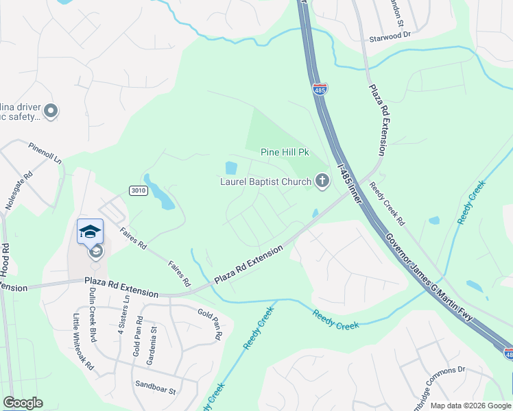 map of restaurants, bars, coffee shops, grocery stores, and more near 11615 Plaza Road Extension in Charlotte