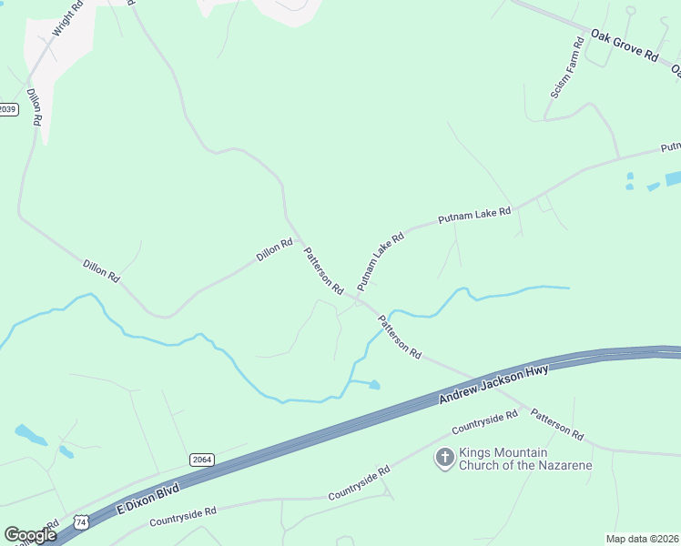 map of restaurants, bars, coffee shops, grocery stores, and more near 400-410 Patterson Road in Kings Mountain