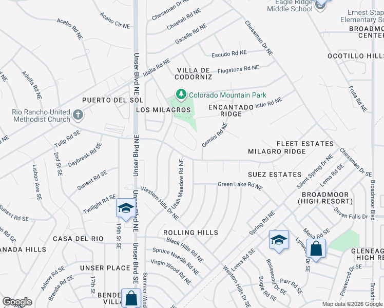 map of restaurants, bars, coffee shops, grocery stores, and more near 2173 Deer Trail Loop in Rio Rancho