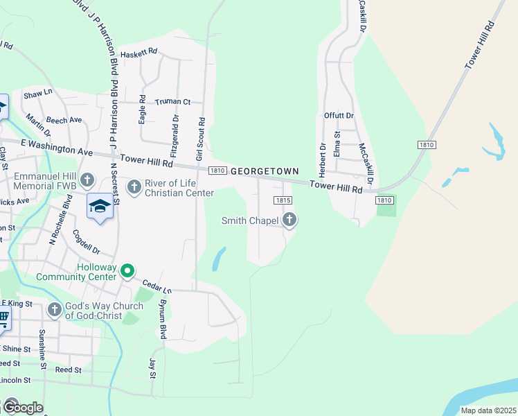 map of restaurants, bars, coffee shops, grocery stores, and more near 518E Georgetown Road in Kinston