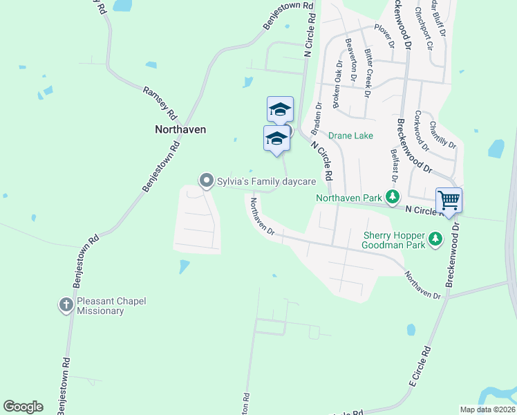 map of restaurants, bars, coffee shops, grocery stores, and more near 590 Northaven Drive in Memphis