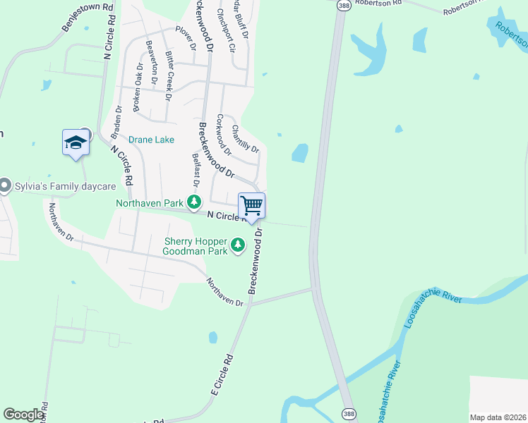 map of restaurants, bars, coffee shops, grocery stores, and more near 5043 Breckenwood Drive in Memphis