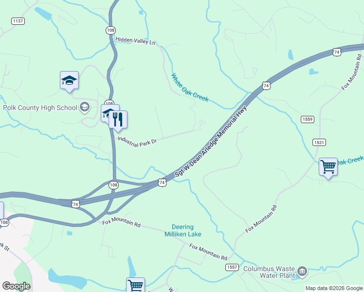 map of restaurants, bars, coffee shops, grocery stores, and more near 451 State Road 1556 in Columbus