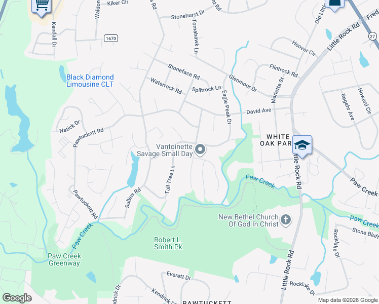 map of restaurants, bars, coffee shops, grocery stores, and more near 7101 Crossridge Road in Charlotte