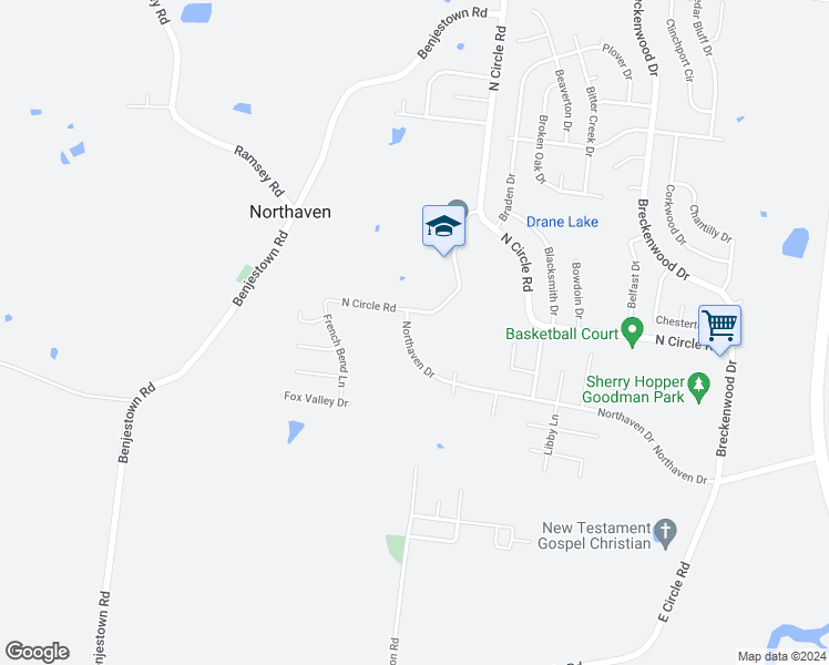 map of restaurants, bars, coffee shops, grocery stores, and more near 602 Northaven Drive in Memphis