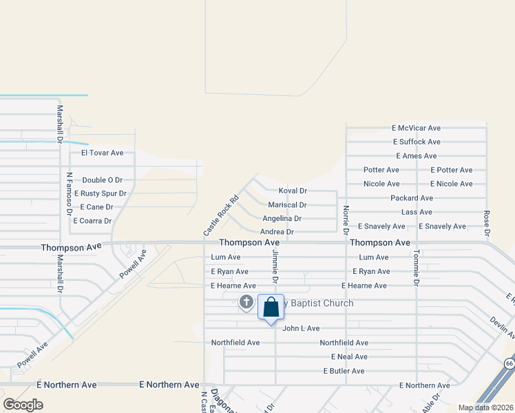 map of restaurants, bars, coffee shops, grocery stores, and more near 3580 East Mariscal Drive in Kingman