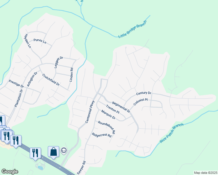 map of restaurants, bars, coffee shops, grocery stores, and more near 82 Watchmen Lane in Cameron