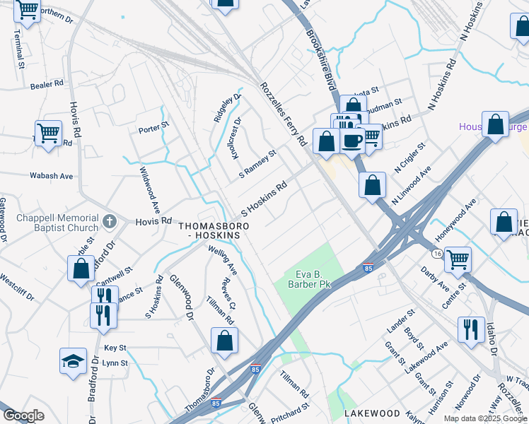 map of restaurants, bars, coffee shops, grocery stores, and more near 300 Hoskins Mill Lane in Charlotte
