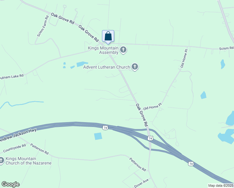 map of restaurants, bars, coffee shops, grocery stores, and more near 118 Ole Farm Place in Kings Mountain