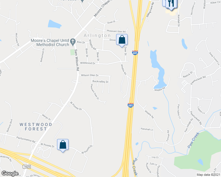 map of restaurants, bars, coffee shops, grocery stores, and more near 7819 Euler Way in Charlotte