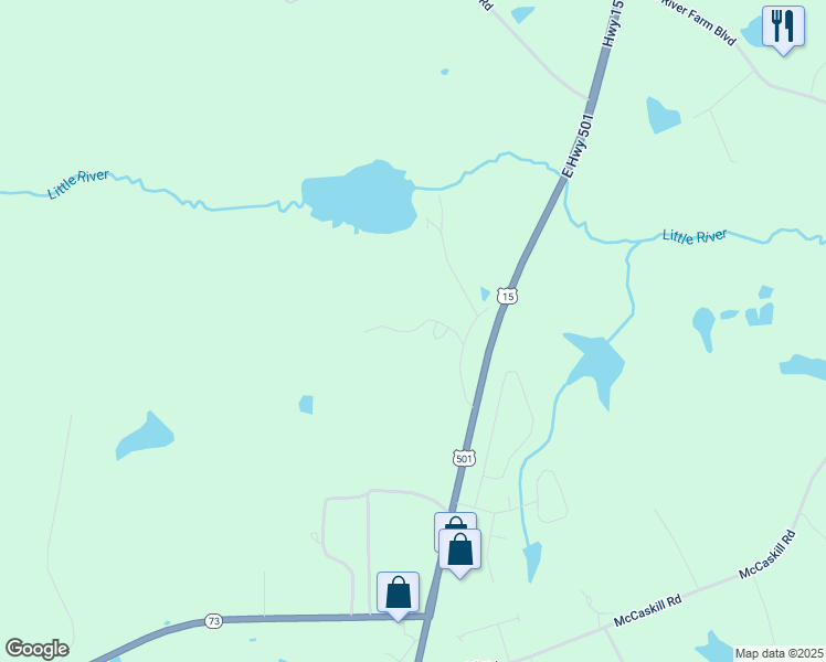 map of restaurants, bars, coffee shops, grocery stores, and more near Masger Road in Moore County