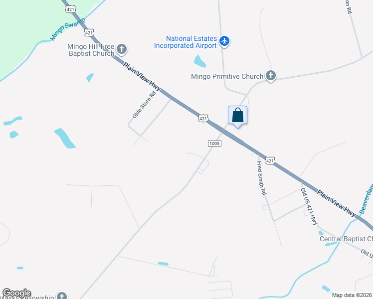 map of restaurants, bars, coffee shops, grocery stores, and more near Hunters Ridge Trail in Dunn