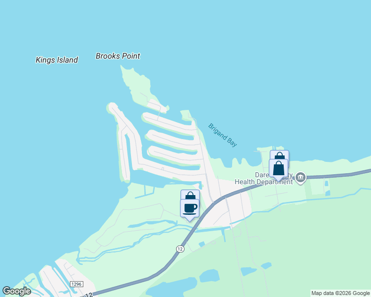 map of restaurants, bars, coffee shops, grocery stores, and more near 50036 Freebooter Court in Manns Harbor