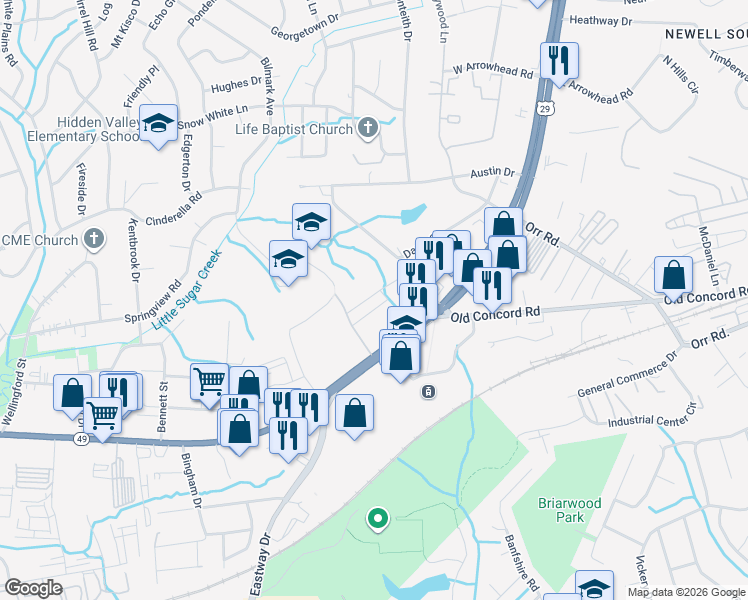 map of restaurants, bars, coffee shops, grocery stores, and more near in Charlotte
