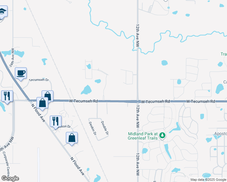 map of restaurants, bars, coffee shops, grocery stores, and more near 3565 Macdonnell Drive in Norman