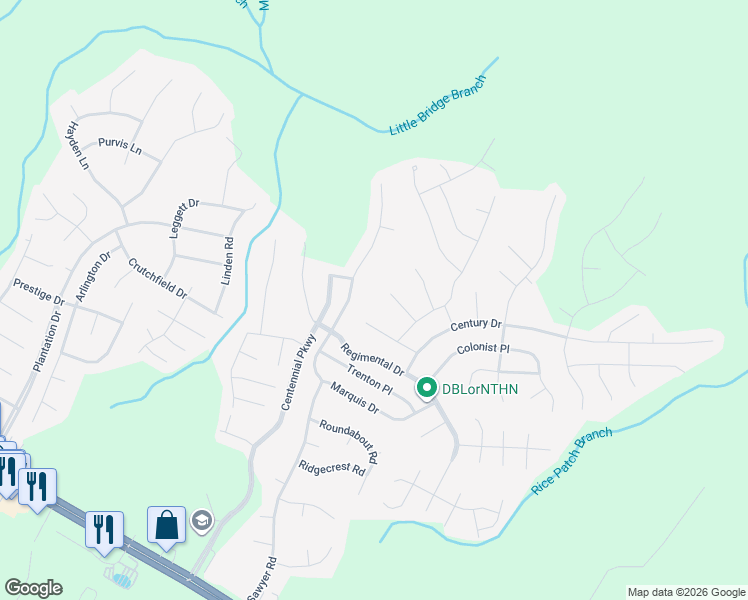 map of restaurants, bars, coffee shops, grocery stores, and more near 110 Watchmen Lane in Cameron