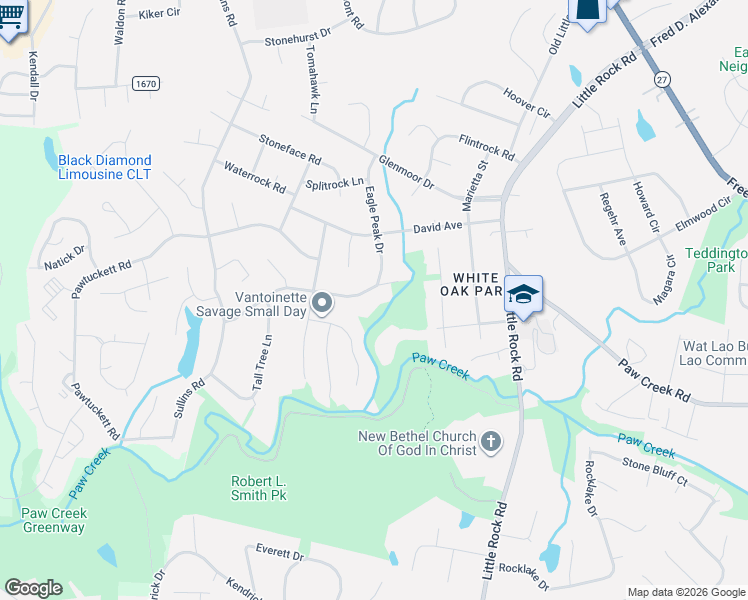 map of restaurants, bars, coffee shops, grocery stores, and more near 7001 Crossridge Road in Charlotte