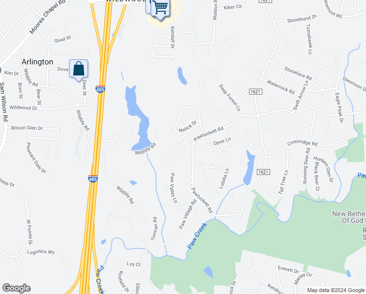 map of restaurants, bars, coffee shops, grocery stores, and more near 9101 Spyglass Place in Charlotte