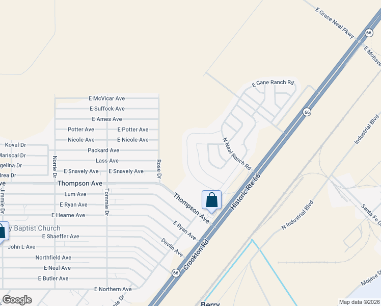 map of restaurants, bars, coffee shops, grocery stores, and more near Rose Drive in Kingman