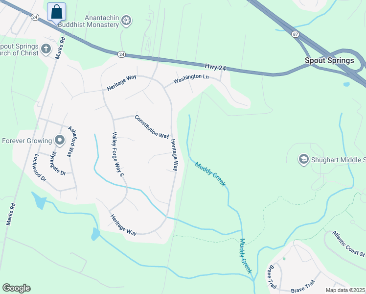 map of restaurants, bars, coffee shops, grocery stores, and more near 647 Heritage Way in Cameron