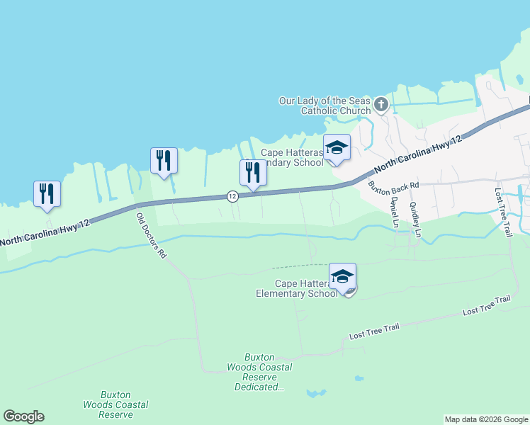 map of restaurants, bars, coffee shops, grocery stores, and more near 48227 Nace Jennette Way in Buxton