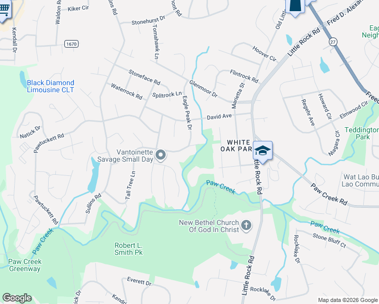 map of restaurants, bars, coffee shops, grocery stores, and more near 7001 Crossridge Road in Charlotte