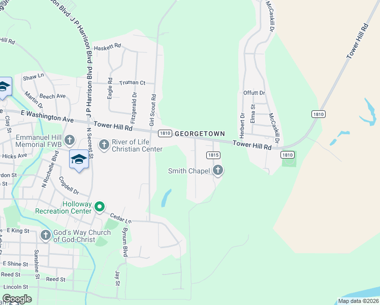 map of restaurants, bars, coffee shops, grocery stores, and more near 518E Georgetown Road in Kinston