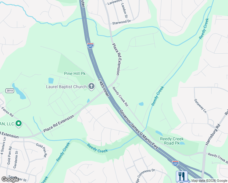 map of restaurants, bars, coffee shops, grocery stores, and more near 8903 Reedy Creek Road in Charlotte