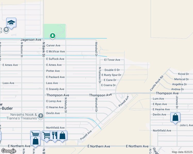 map of restaurants, bars, coffee shops, grocery stores, and more near 3927 East Packard Avenue in Kingman