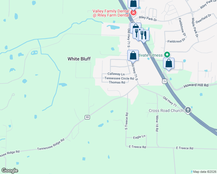 map of restaurants, bars, coffee shops, grocery stores, and more near 5601 Rye Bend in Fort Smith