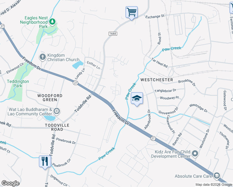 map of restaurants, bars, coffee shops, grocery stores, and more near in Charlotte