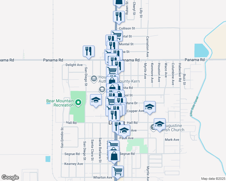 map of restaurants, bars, coffee shops, grocery stores, and more near 10105 Stobaugh Street in Lamont